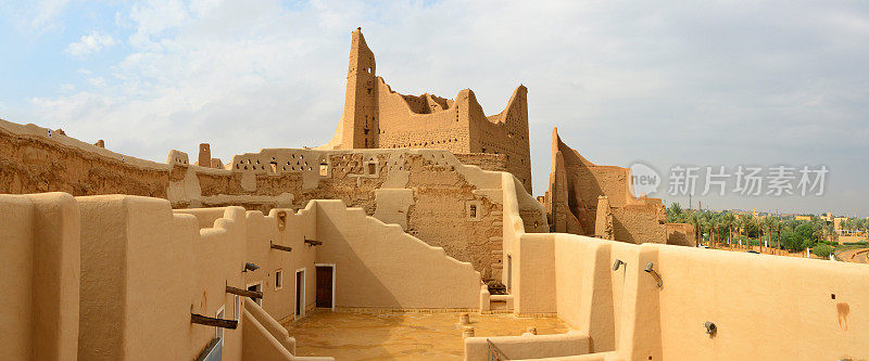 Salwa Palace全景图，Ad Diriyah, At-Turaif区，联合国教科文组织世界遗产地，沙特阿拉伯利雅得